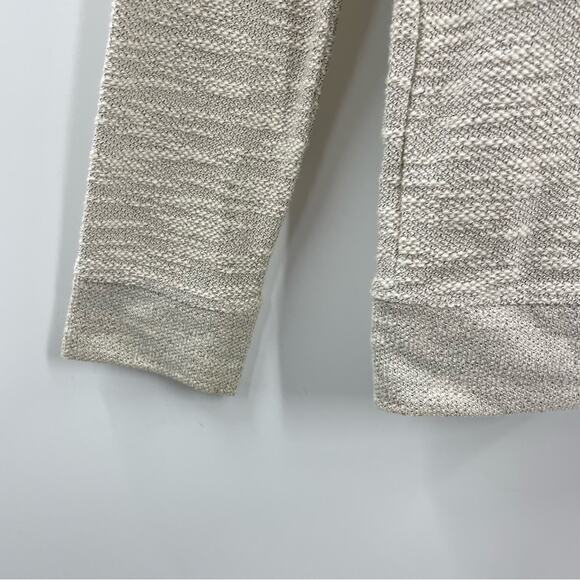Ann Taylor Loft Metallic Sparkle Side Zip Crew Sweatshirt Top Cream Gray S new - Picture 5 of 13